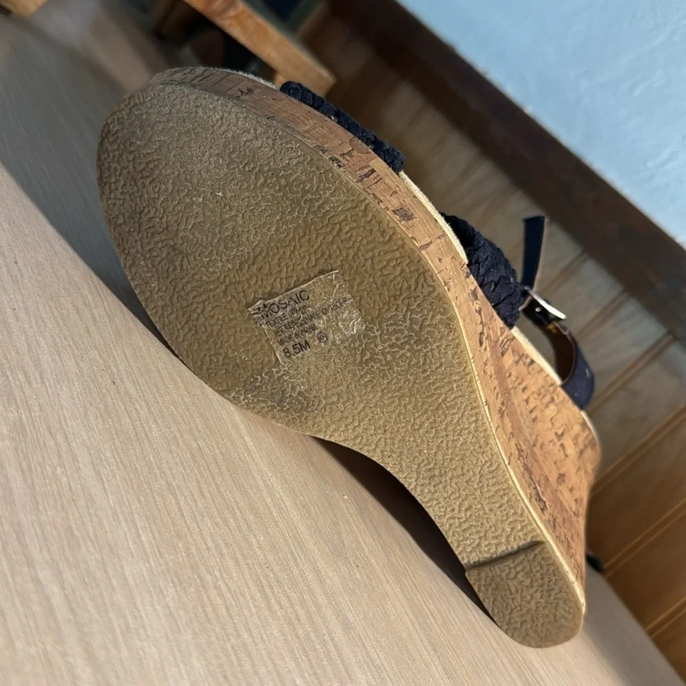 JellyPop Navy Macrame Cork Platform Wedges